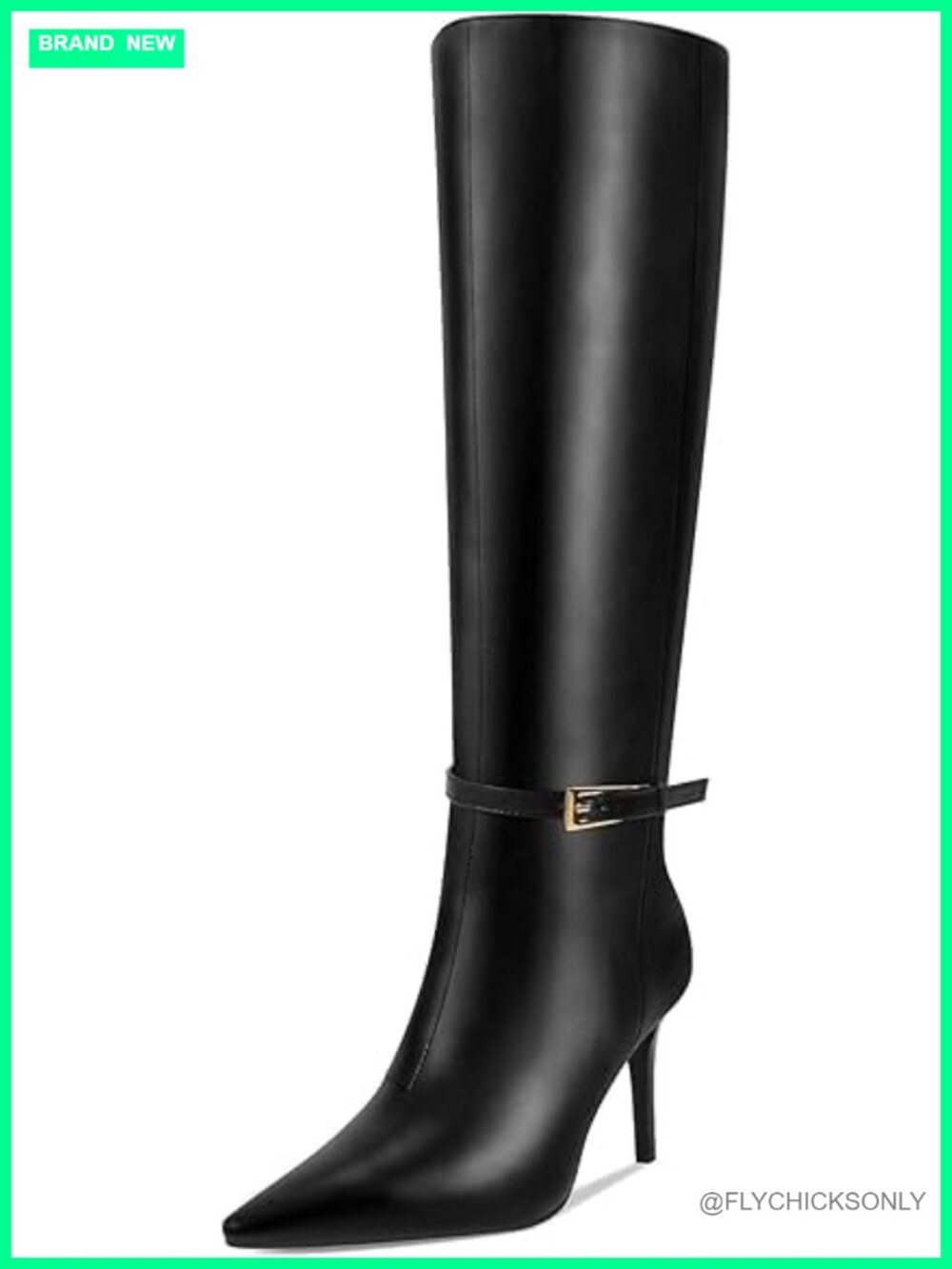 Knee High Boots for Women High Heel Pointed Toe Faux Leather Stiletto Tall